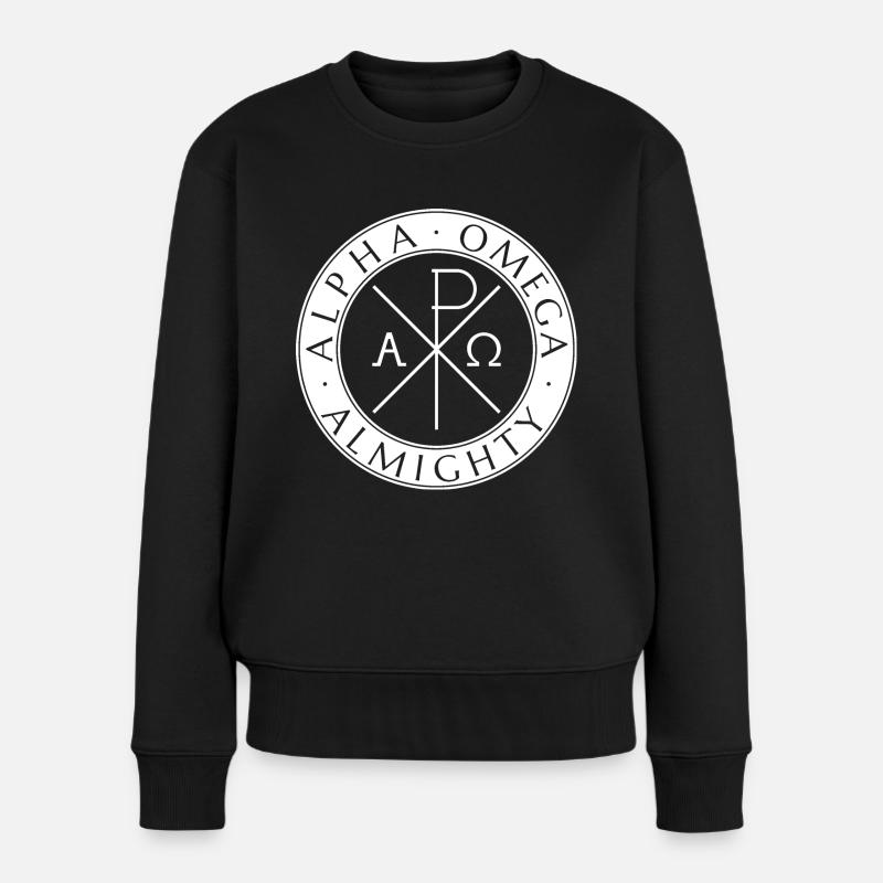 Alpha Omega Tout-Puissant Blanc - Pull Premium bio Femme - noir