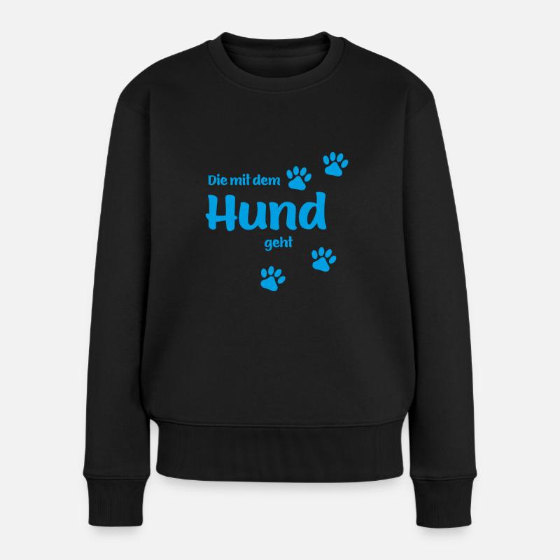 DIE MIT DEM HUND GEHT - BLUE EDITION Hundefan.Shop - Frauen Premium Bio Pullover - Schwarz