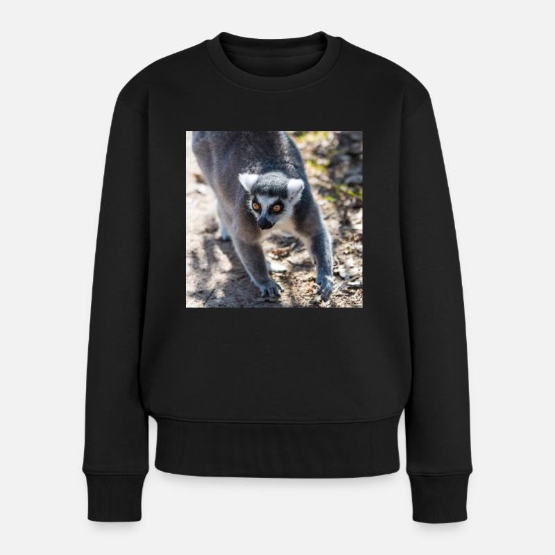 Katta (Lemur catta) - Frauen Premium Bio Pullover - Schwarz