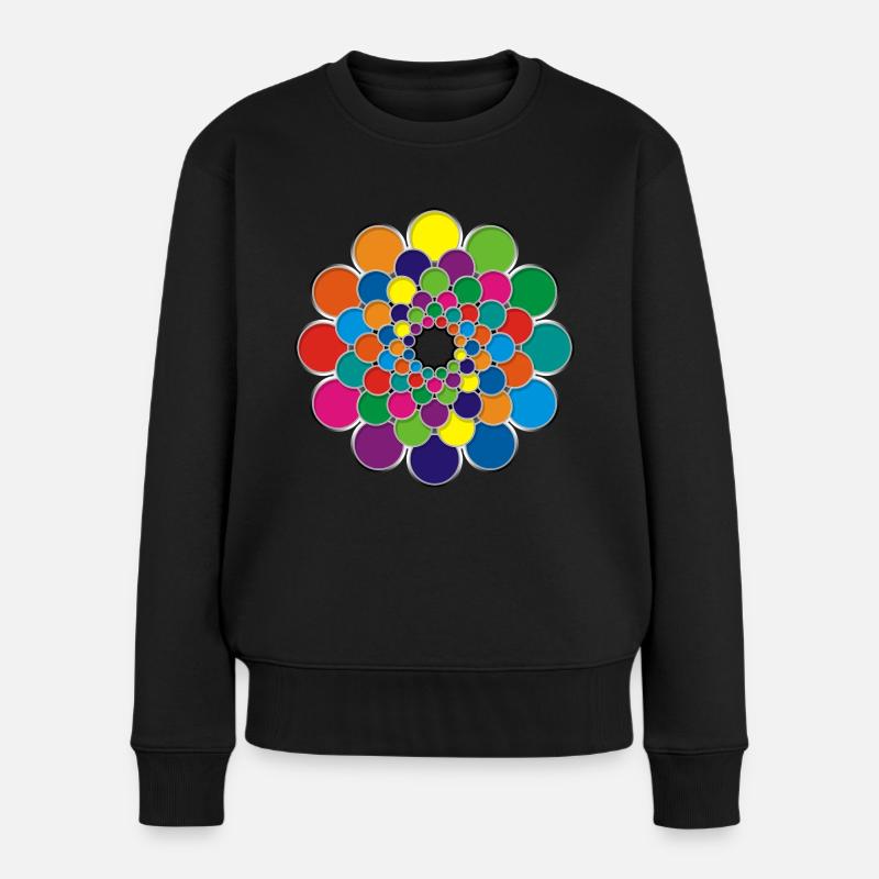 Farbkreis Power Flower - Frauen Premium Bio Pullover - Schwarz