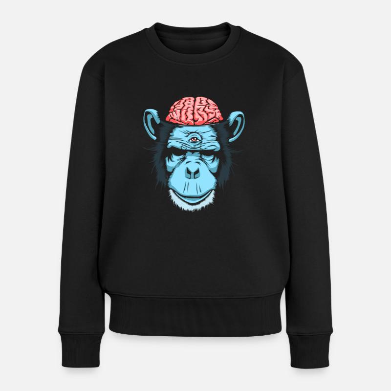 Gehirn Chimp - Frauen Premium Bio Pullover - Schwarz