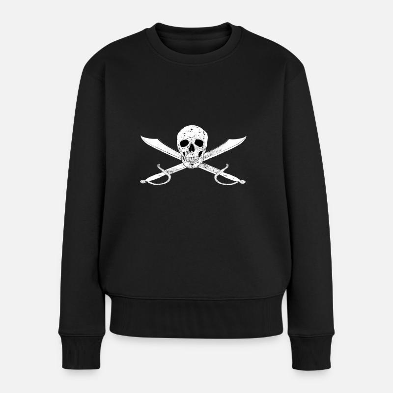 Piratenflagge "Jolly Roger" mit Schwertern - Frauen Premium Bio Pullover - Schwarz