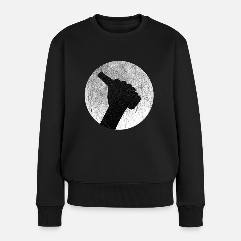 Bière en bouteille dans la main lune bière - Pull Premium bio Femme - noir