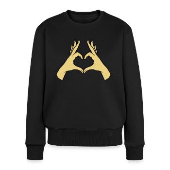 Hände Herz Liebe Hoffnung Mitgefühl Zuneigung - Frauen Premium Bio Pullover - Schwarz - Vorne - Julia (174cm)