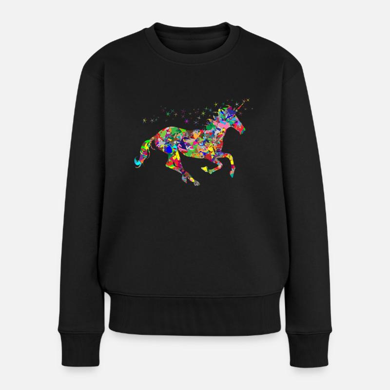 EINHORN Bunt - Frauen Premium Bio Pullover - Schwarz