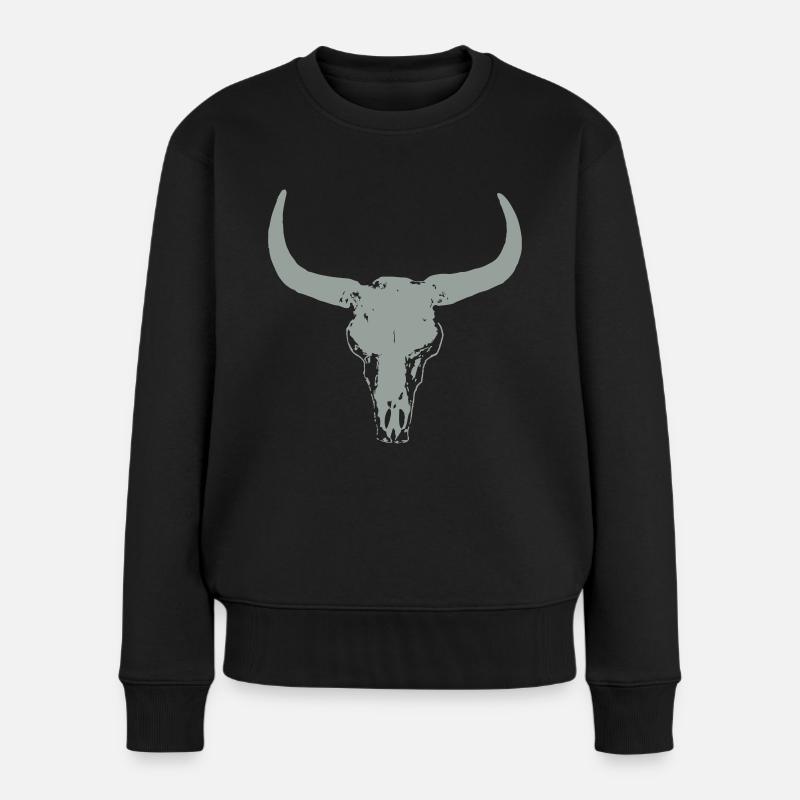 Buffalo Skull - Frauen Premium Bio Pullover - Schwarz