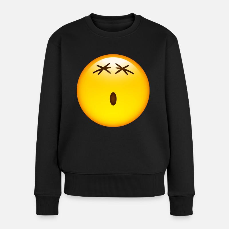 Smiley Glossy Ohw! - Frauen Premium Bio Pullover - Schwarz