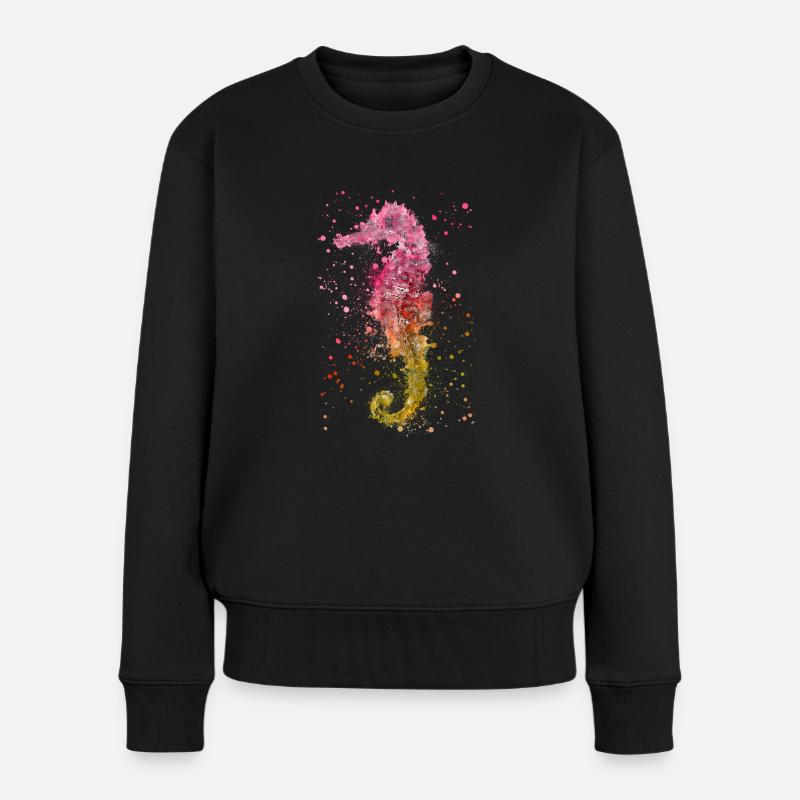 Seepferd - Frauen Premium Bio Pullover - Schwarz