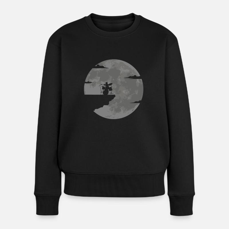 Schlagzeug Geschenkidee Schlagzeuger Vollmond - Frauen Premium Bio Pullover - Schwarz