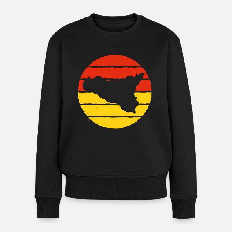 Sicile drapeau Rétro Vintage Italie Palerme - Pull Premium bio Femme - noir