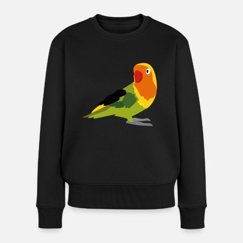 Papagei gelb, grün & orange - Frauen Premium Bio Pullover - Schwarz