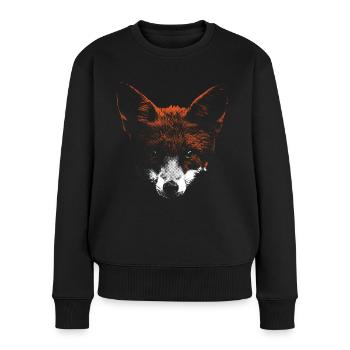 Fuchs Kopf mit weißer Schnauze - Frauen Premium Bio Pullover - Schwarz - Vorne - Julia (174cm)