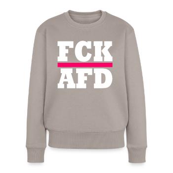 Fck afd - Frauen Premium Bio Pullover - Taupe - Vorne - Julia (174cm)