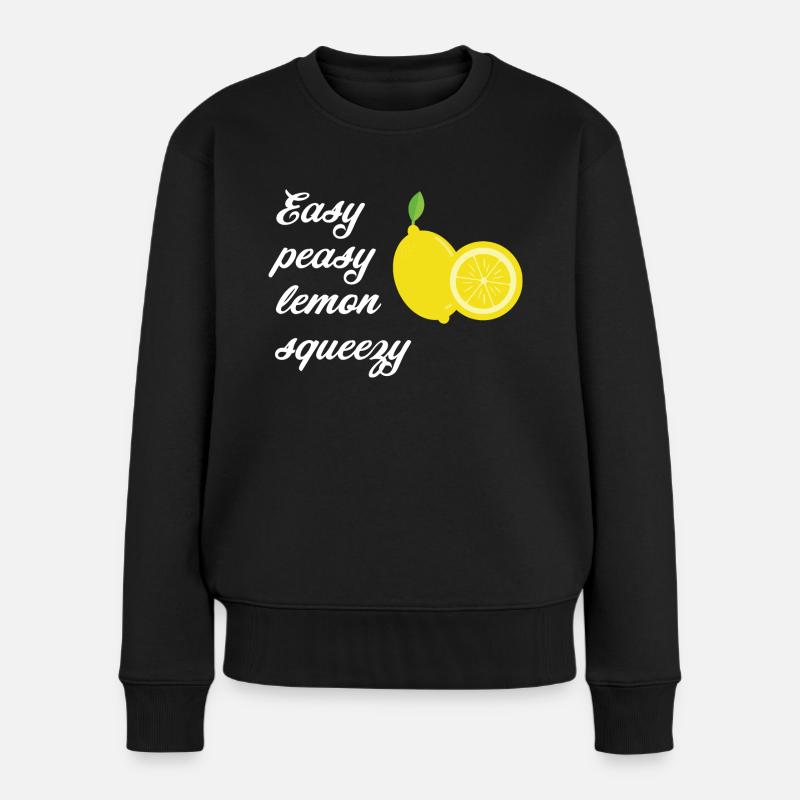 Zitronen mit Spruch Easy peasy lemon squeezy - Frauen Premium Bio Pullover - Schwarz