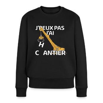 J’peux pas j’ai chantier - Pull Premium bio Femme - noir - Devant - Julia (174cm)