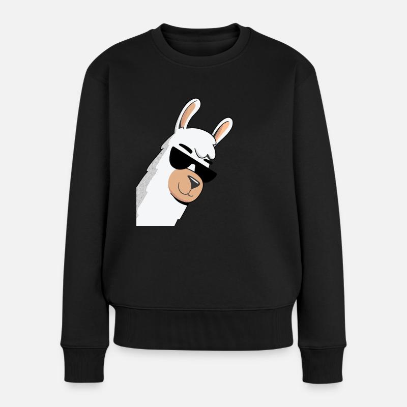Lama Alpaka - Sonnenbrille - Frauen Premium Bio Pullover - Schwarz