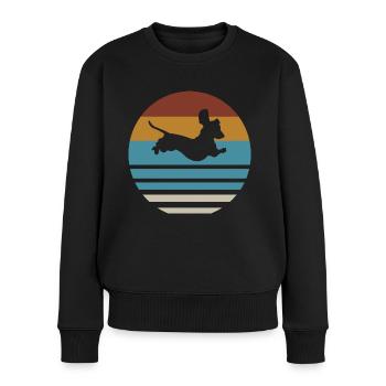 Teckel teckel chien silhouette retro cadeau - Pull Premium bio Femme - noir - Devant - Julia (174cm)