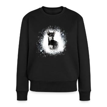 Pinscher,pinser, peinture,chien, graffiti - Pull Premium bio Femme - noir - Devant - Julia (174cm)