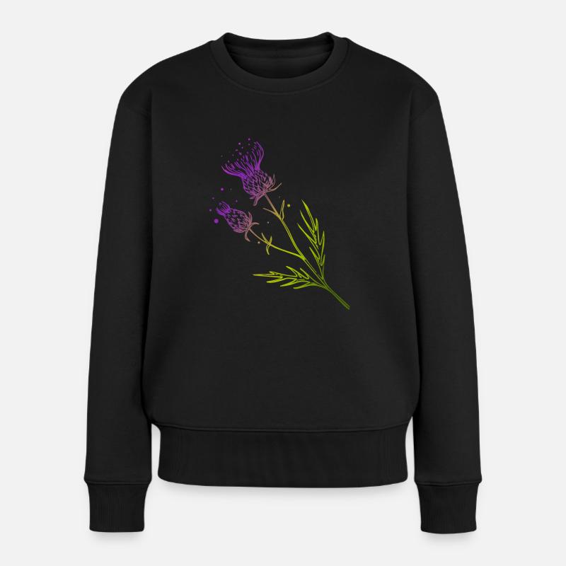 Schottland Distel Blume Tattoo Design Geschenkidee - Frauen Premium Bio Pullover - Schwarz