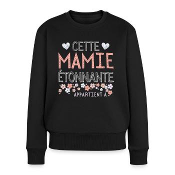 Mamie Étonnante Cadeau personnalisé Fête des Mères - Pull Premium bio Femme - noir - Devant - Julia (174cm)