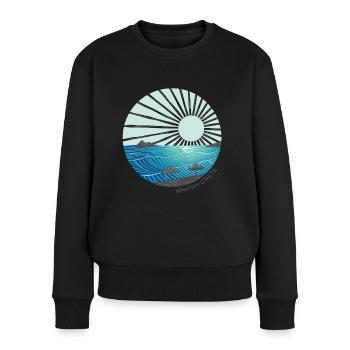 I ♥ Crete // Kreta / Sonnenuntergang am Meer - Frauen Premium Bio Pullover - Schwarz - Vorne - Julia (174cm)