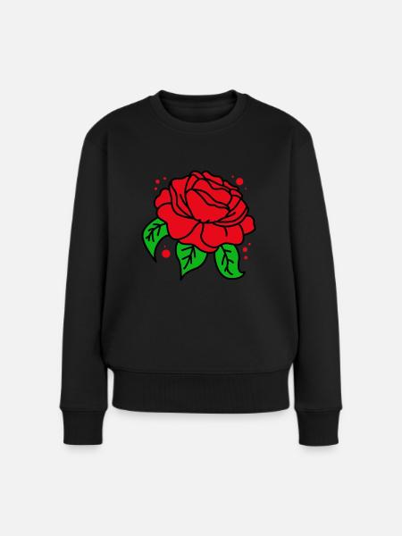 Rote Rose - Frauen Premium Bio Pullover - Schwarz