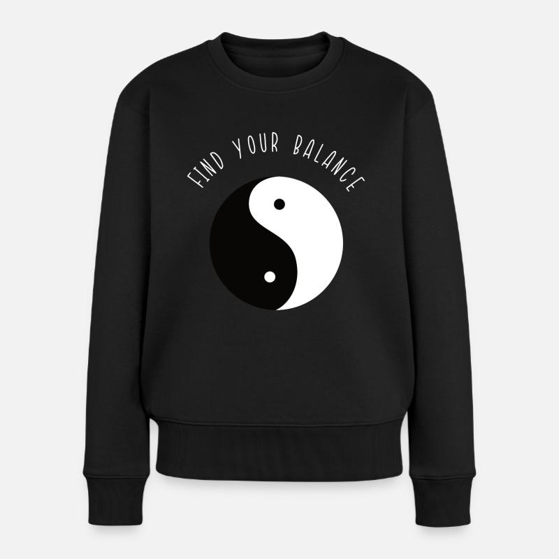 Finden Sie Ihr Gleichgewicht - Frauen Premium Bio Pullover - Schwarz