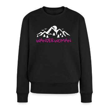 Wander Woman Hiking Geschenkidee - Frauen Premium Bio Pullover - Schwarz - Vorne - Julia (174cm)
