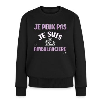J'peux pas ambulancière Tee shirt ambulancier. - Pull Premium bio Femme - noir - Devant - Julia (174cm)