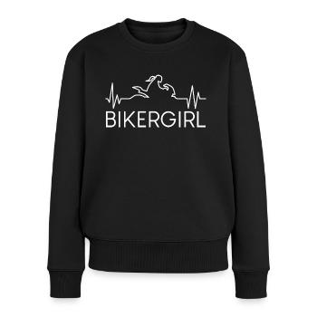 Bikergirl Moto Heartbeat - Pull Premium bio Femme - noir - Devant - Julia (174cm)