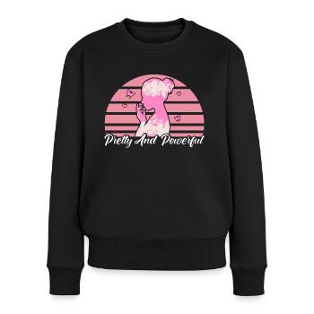 Hübsch und mächtig Feministisch - Frauen Premium Bio Pullover - Schwarz - Vorne - Julia (174cm)