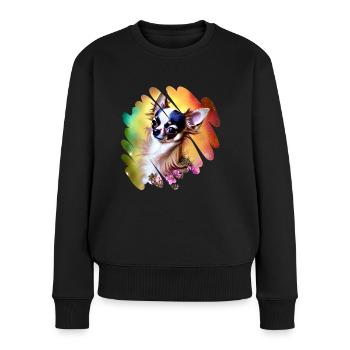 Chihuahua arc-en-ciel dans la conception de graffitis de chien mignon - Pull Premium bio Femme - noir - Devant - Julia (174cm)