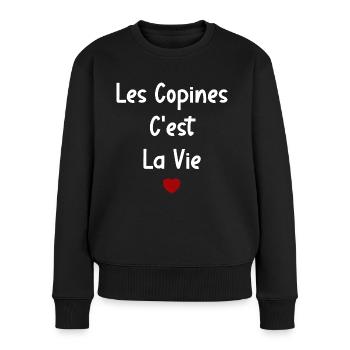 Les copines c'est la vie - Pull Premium bio Femme - noir - Devant - Julia (174cm)