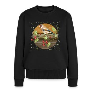 Bunter Vogel - Frauen Premium Bio Pullover - Schwarz - Vorne - Julia (174cm)