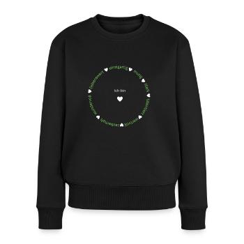 Ich bin einzigartig, liebenswert, mutig, stark... - Frauen Premium Bio Pullover - Schwarz - Vorne - Julia (174cm)