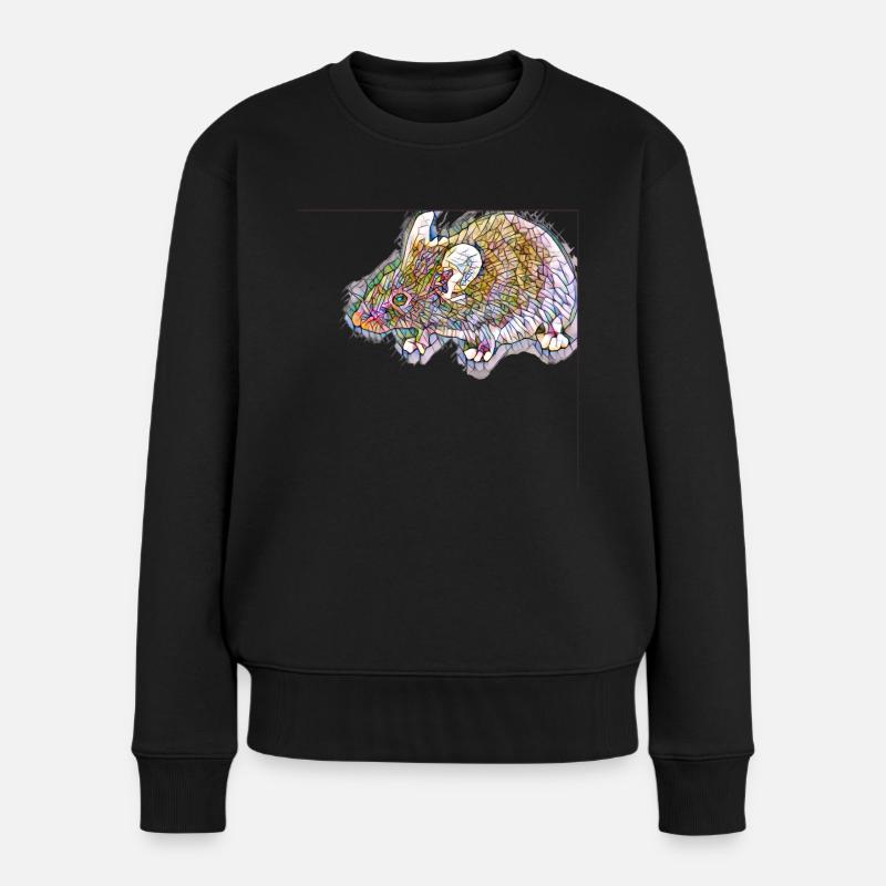 Kunstdruck Maus / Nagetier - Frauen Premium Bio Pullover - Schwarz
