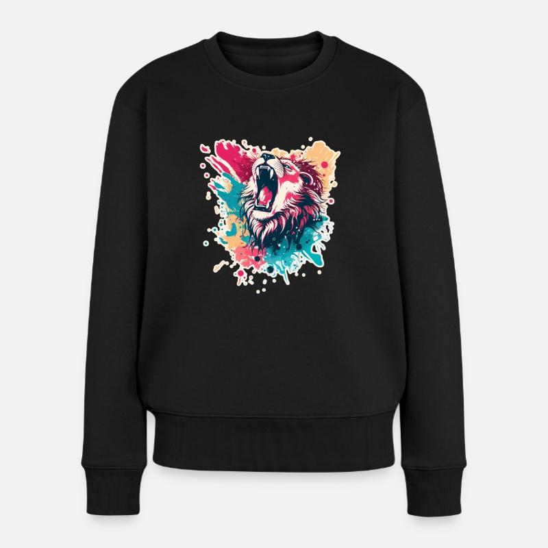 Löwe - Frauen Premium Bio Pullover - Schwarz