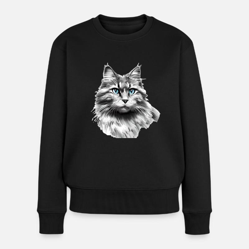 Kätzchen Katzenbesitzer Katze Haustier Hauskatze - Frauen Premium Bio Pullover - Schwarz