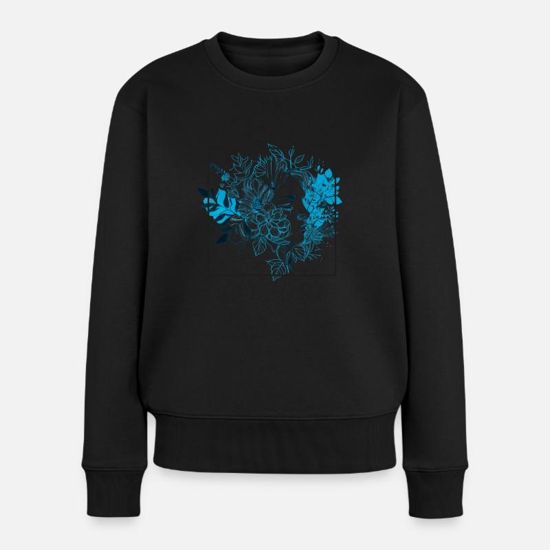 Vintage Flower Design - Frauen Premium Bio Pullover - Schwarz