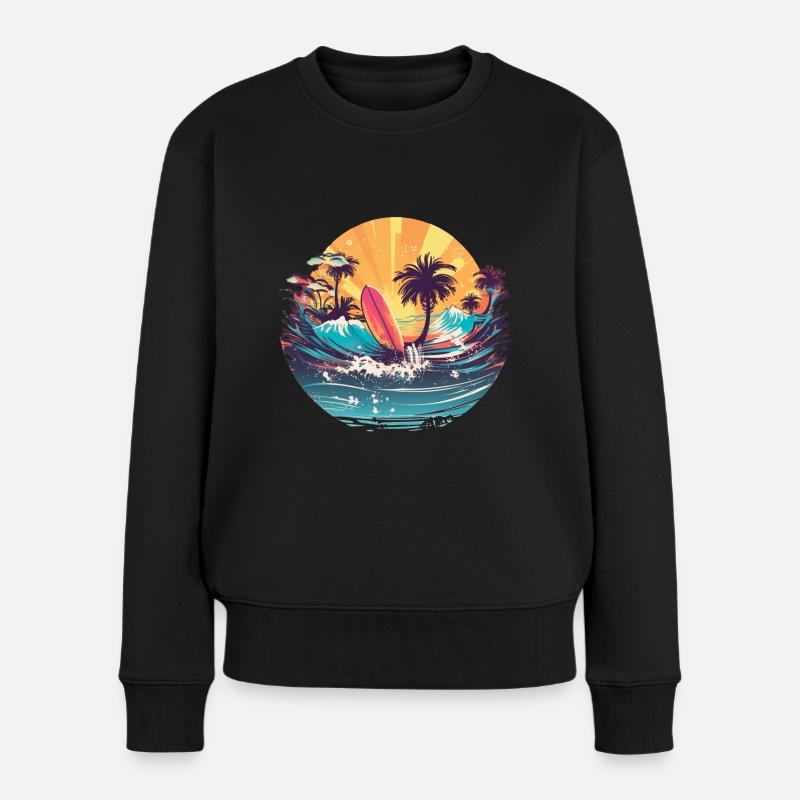 KaribikSurfBeachStyle_0.1 - Frauen Premium Bio Pullover - Schwarz
