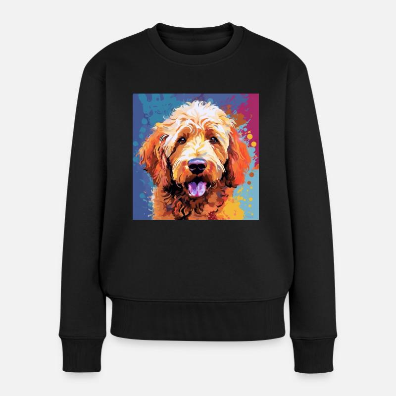 Golden Doodle Pop Art - Frauen Premium Bio Pullover - Schwarz
