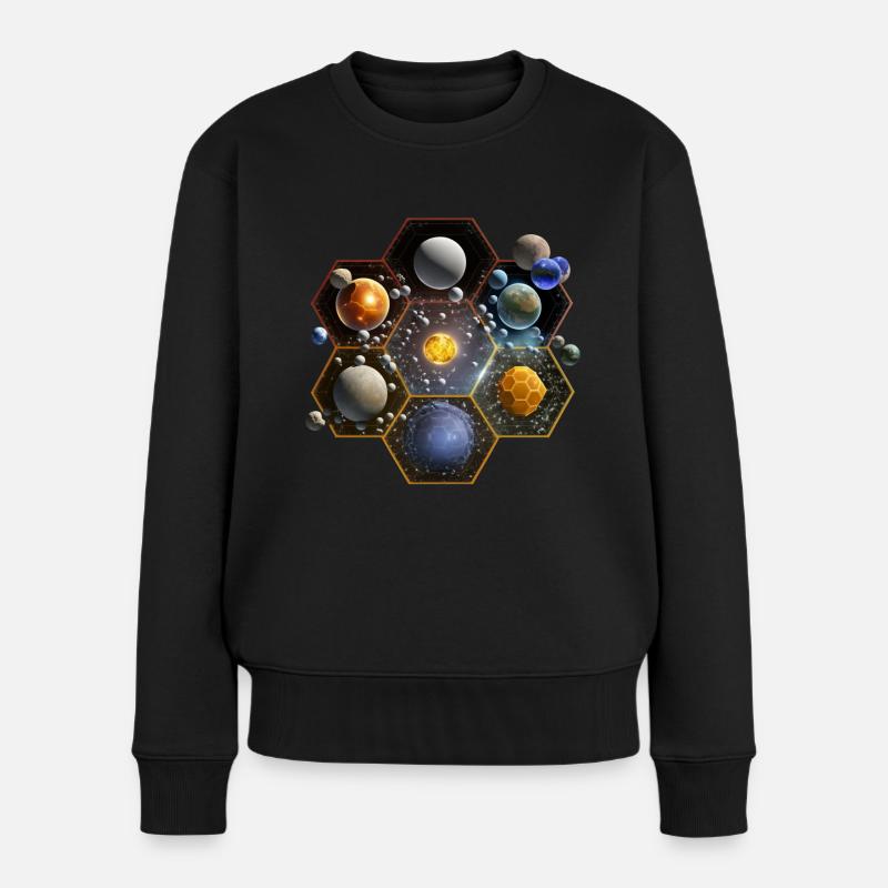 Hexagonal Solar System - Women's Premium Organic Jumper - black