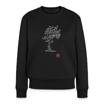 Bonzai 02 - Frauen Premium Bio Pullover - Schwarz - Vorne - Julia (174cm)