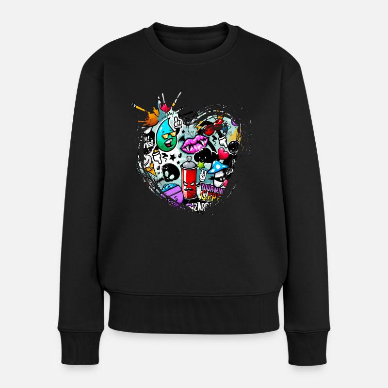 Graffiti-Stil Splash Hip-Hop-Farben Malerfarbe - Frauen Premium Bio Pullover - Schwarz