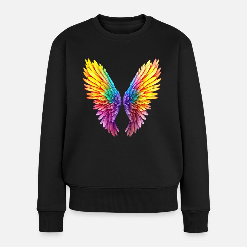 Engelsflügel im Farbenrausch-LGBT Pride - Frauen Premium Bio Pullover - Schwarz