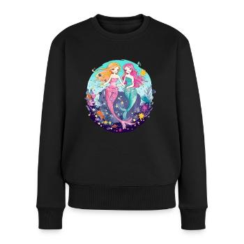 Miki und Mina, die Meerjungfrauen - Frauen Premium Bio Pullover - Schwarz - Vorne - Julia (174cm)