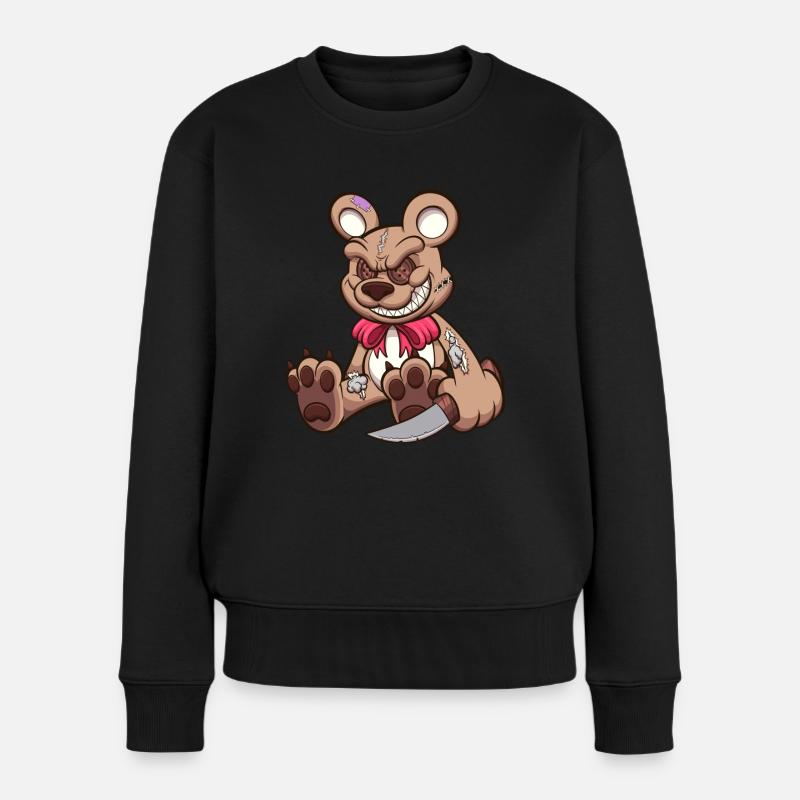 Böser Teddybär - Frauen Premium Bio Pullover - Schwarz