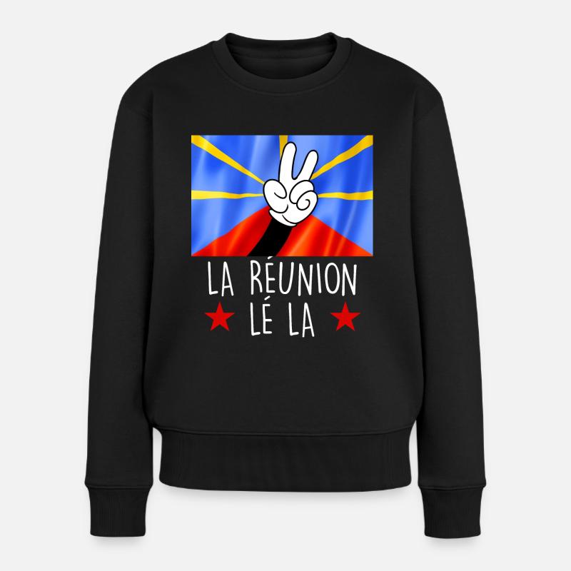 Drapeau La réunion lé la - Pull Premium bio Femme - noir