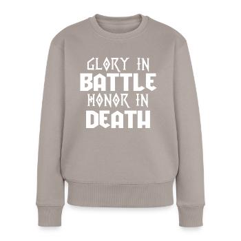 Gloire au combat honneur dans la mort - Pull Premium bio Femme - taupe - Devant - Julia (174cm)
