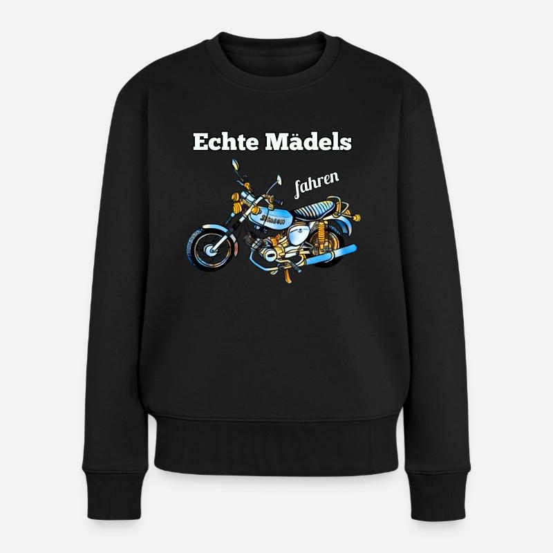 Echte Mädels fahren Simson Moped Nostalgie - Frauen Premium Bio Pullover - Schwarz